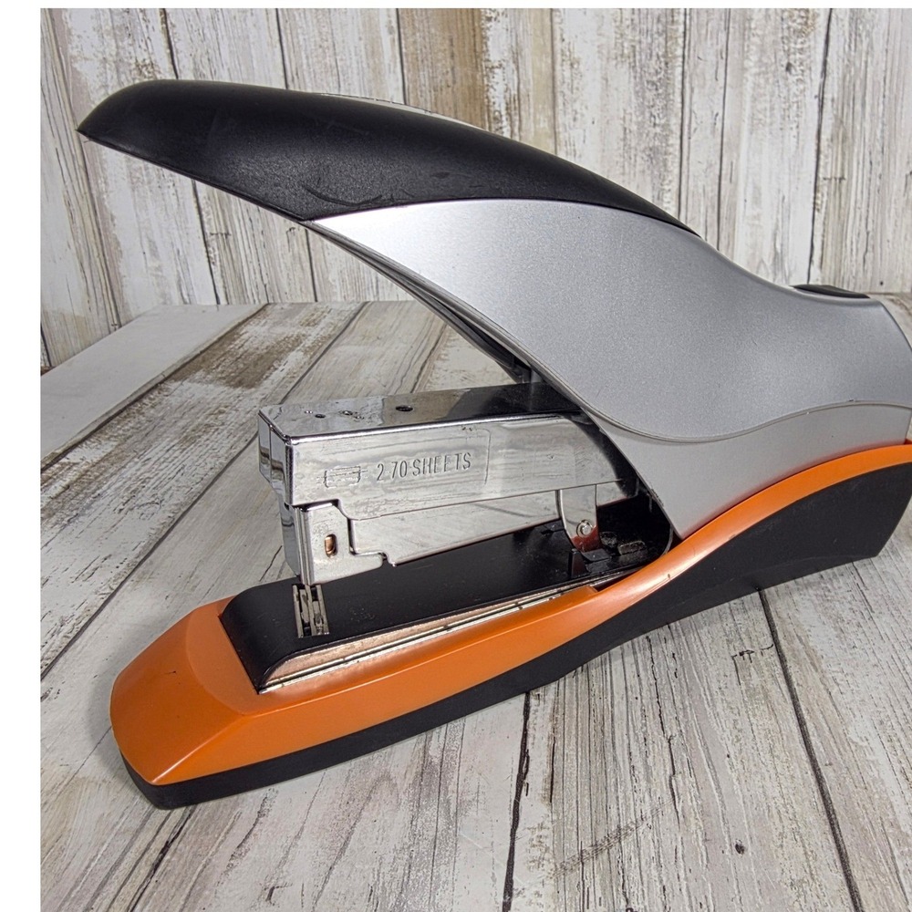 Swingline Optima 70 Heavy Duty Desktop Stapler Silver Orange 70 Sheet Capacity
